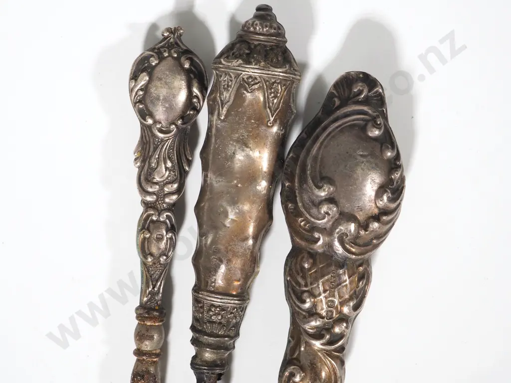 Three Sterling Silver Handled Boot Hooks - Some Damage  Image 1++