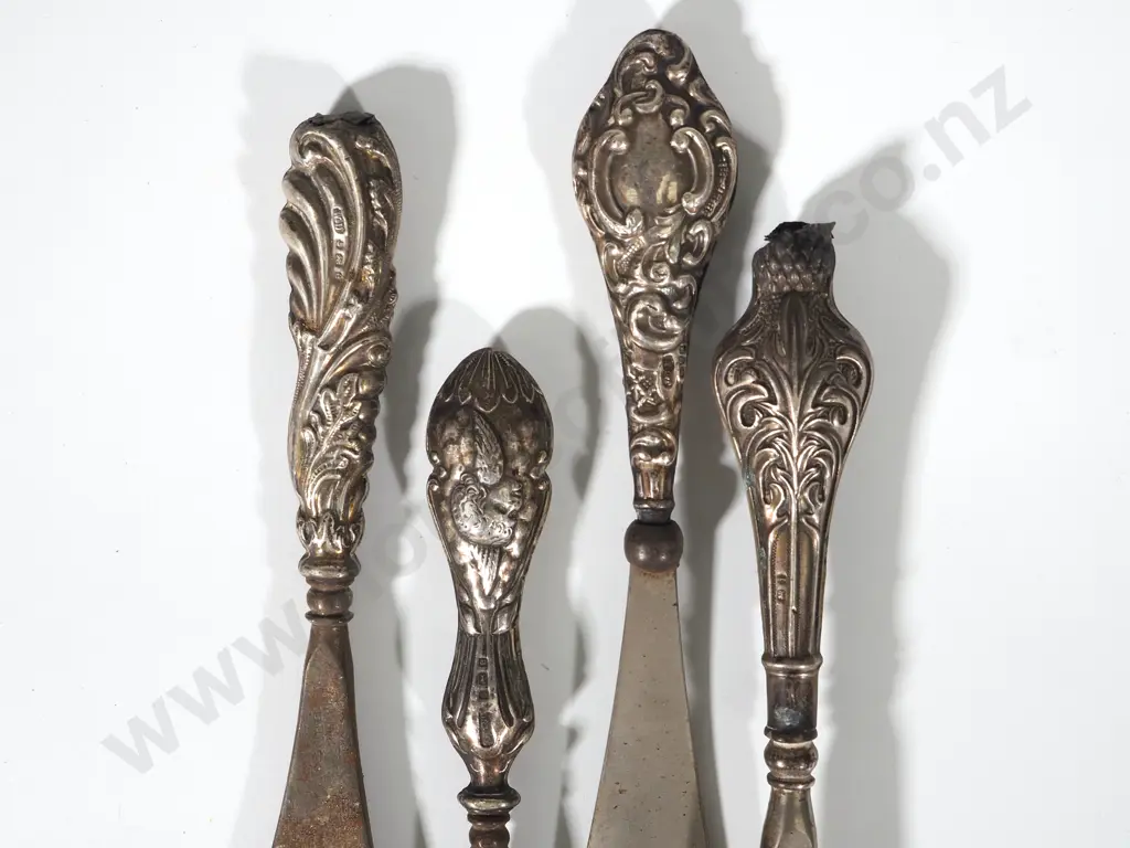 Four Sterling Silver Handled Shoe Horns - Some Damage Image 1++