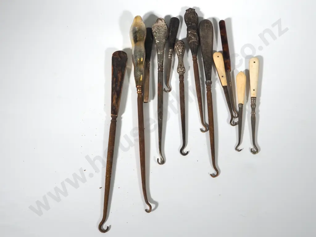 Large Assorted Lot of Antique Boot hooks - Some Sterling Silver A/F  Image 1++
