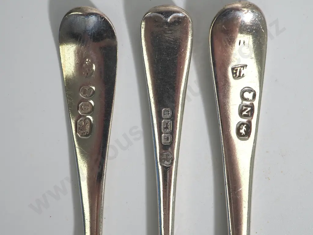 Three Sterling Silver Old English Pattern Teaspoons  Image 1++
