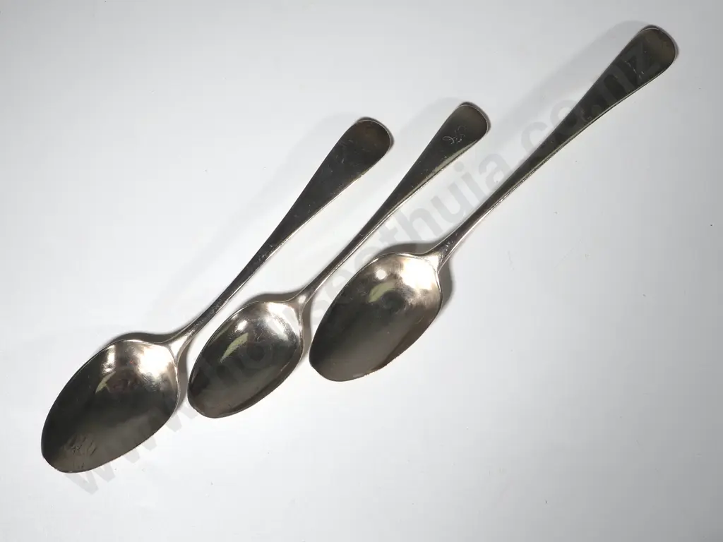 Three Sterling Silver Old English Pattern Teaspoons  Image 1++
