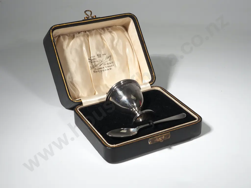 Boxed Sterling Silver Christening Set - Egg Cup and Spoon Image 1++
