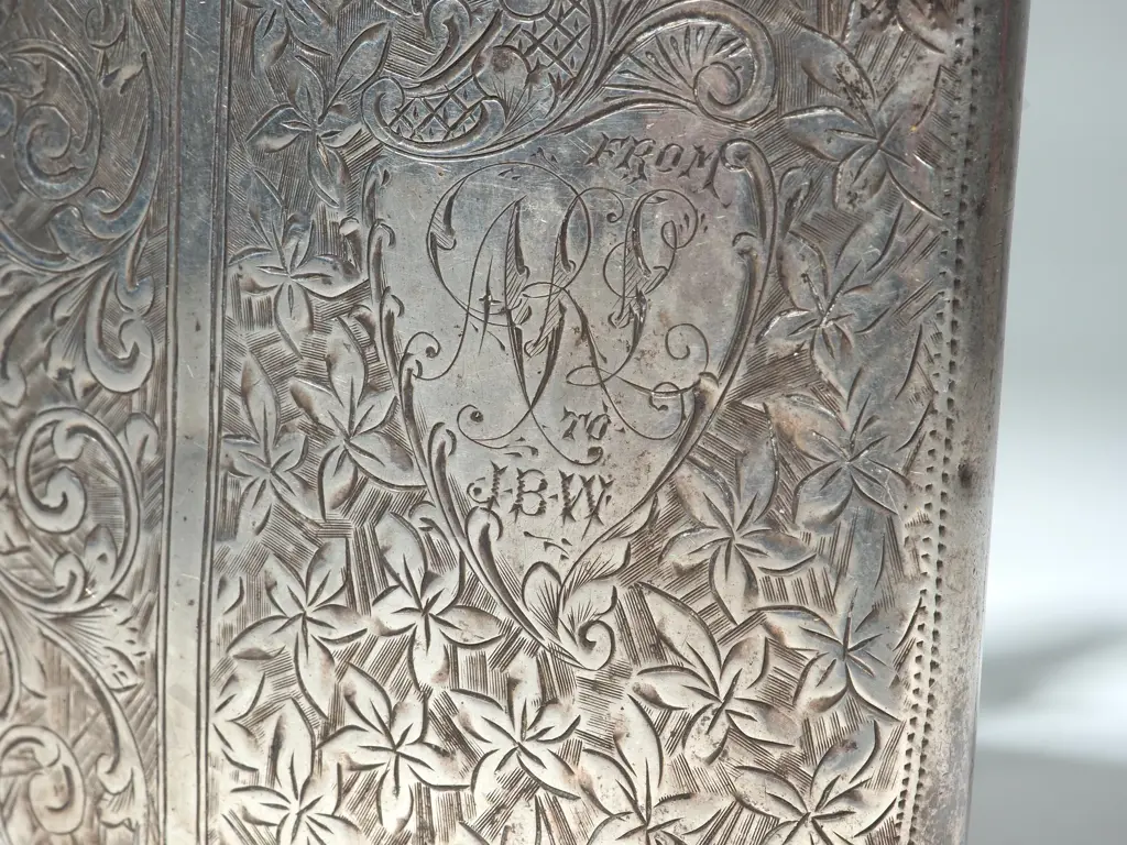 Sterling Silver Cigarette Case w Allover Leaf & Scroll Decoration Image 1++