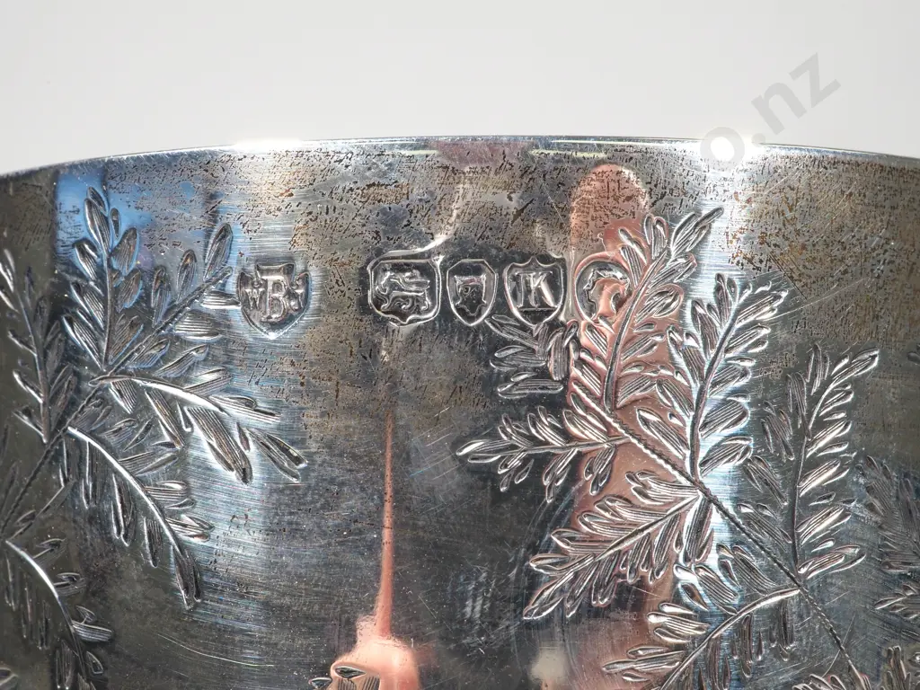 Sterling Silver Goblet Decorated with Ferns. Image 1++
