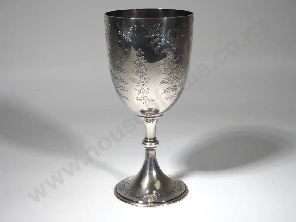 Sterling Silver Goblet Decorated with Ferns. Image 1++