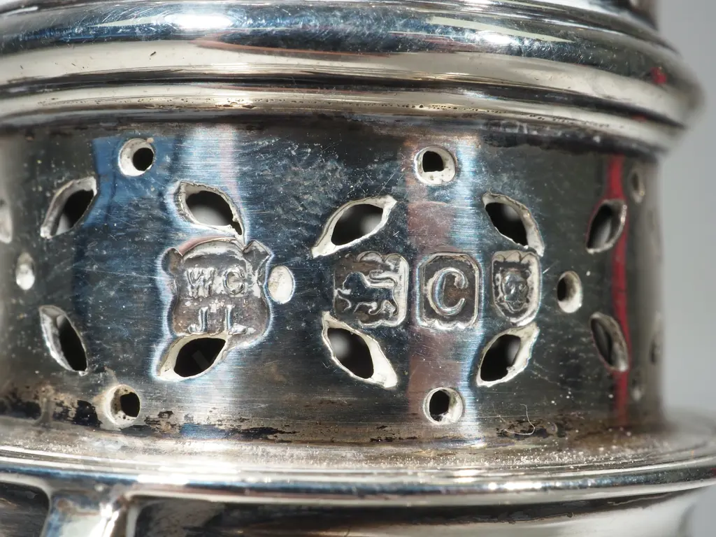 Sterling Silver Sugar Sifter London. Inscribed. Image 1++