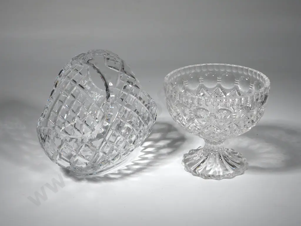 Vintage Crystal Items: One Goblet and One Basket Image 1++
