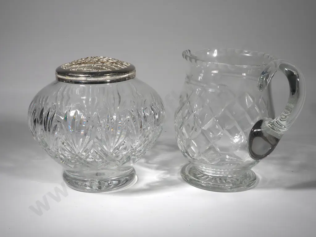 Crystal Water Jug and a Glass and EP Rose Bowl Image 1++
