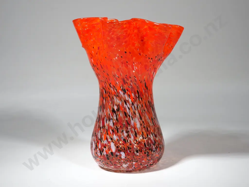Murano Blown Glass Orange Vase ` Image 1++