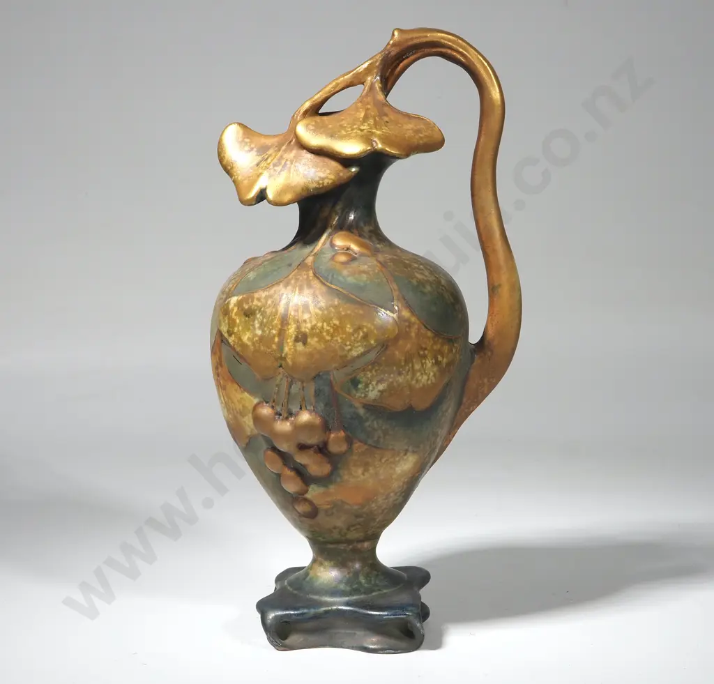 Czechoslovakian Ceramic  Art Nouveau Style Amphora Ewer Image 1++