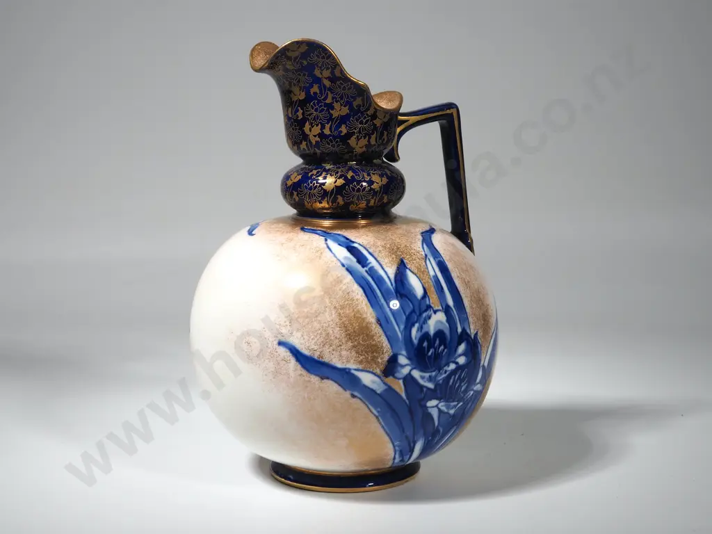 Doulton Burslem Iris Pattern Blue and Gold Jug  Image 1++