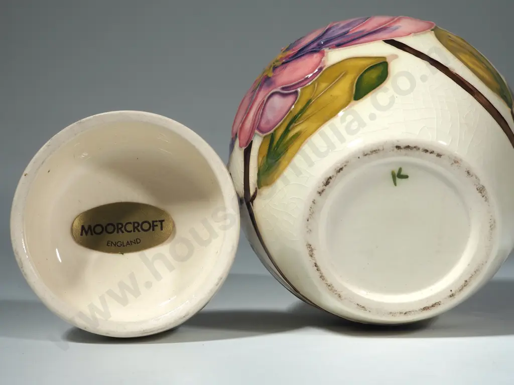 Moorcroft Ginger Jar Pink Magnolia on a White Ground. Hgt 110mm Image 1++