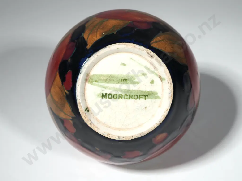 Small Squat Moorcroft Pomegranate Vase. Hgt 70mm Image 1++