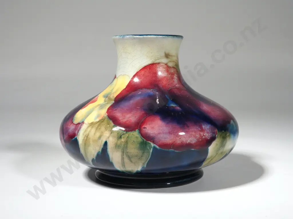 Moorcroft Vase in the Pansy Pattern. Hgt 90mm Image 1++