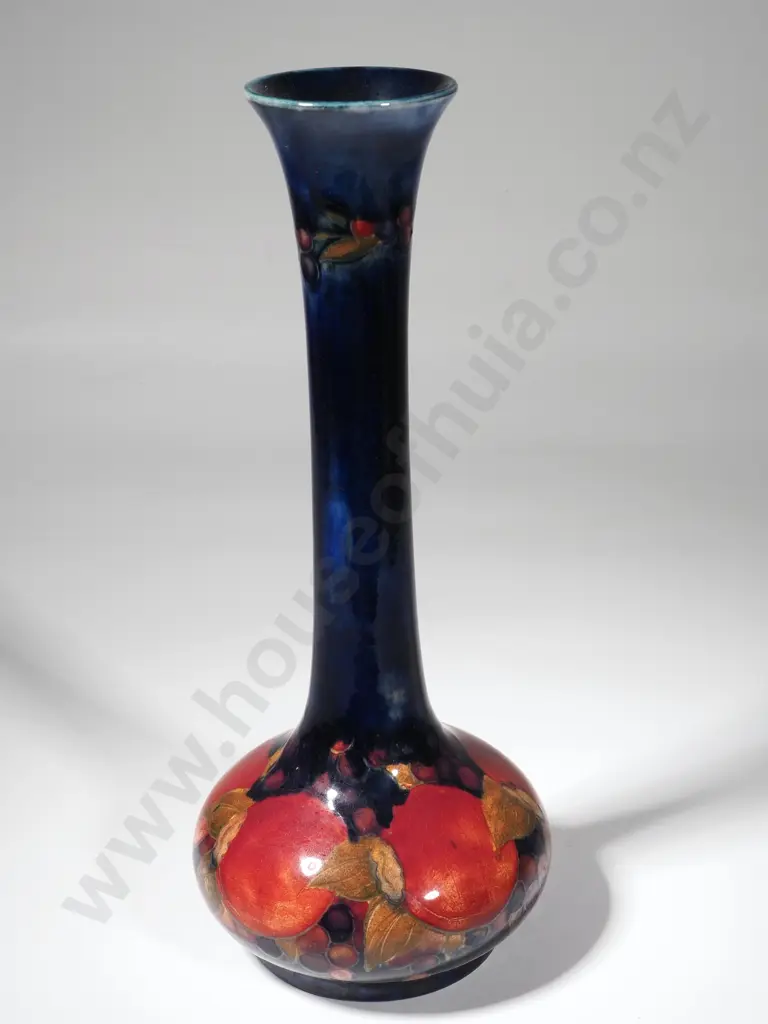 Large Moorcroft Bud Vase in the Pomegranate Pattern with Green Signature. Hgt  260mm Image 1++