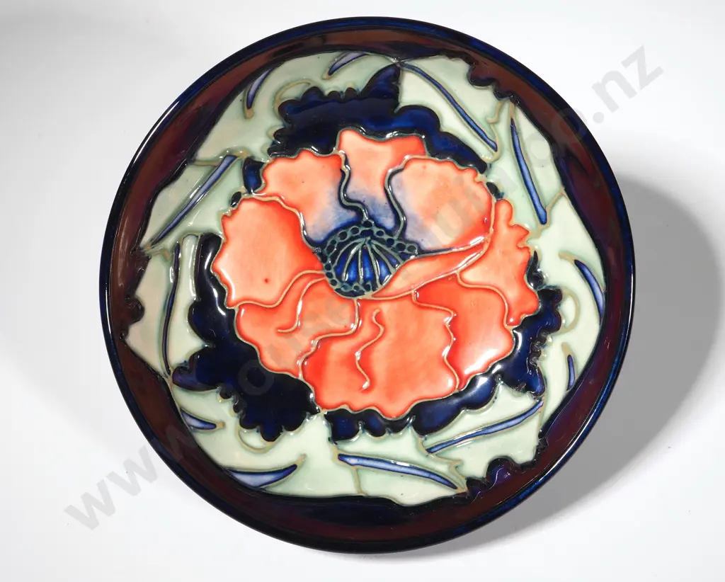 Moorcroft Dish Decorated with Poppies by Rachel Bishop. Diameter 120mm Image 1++