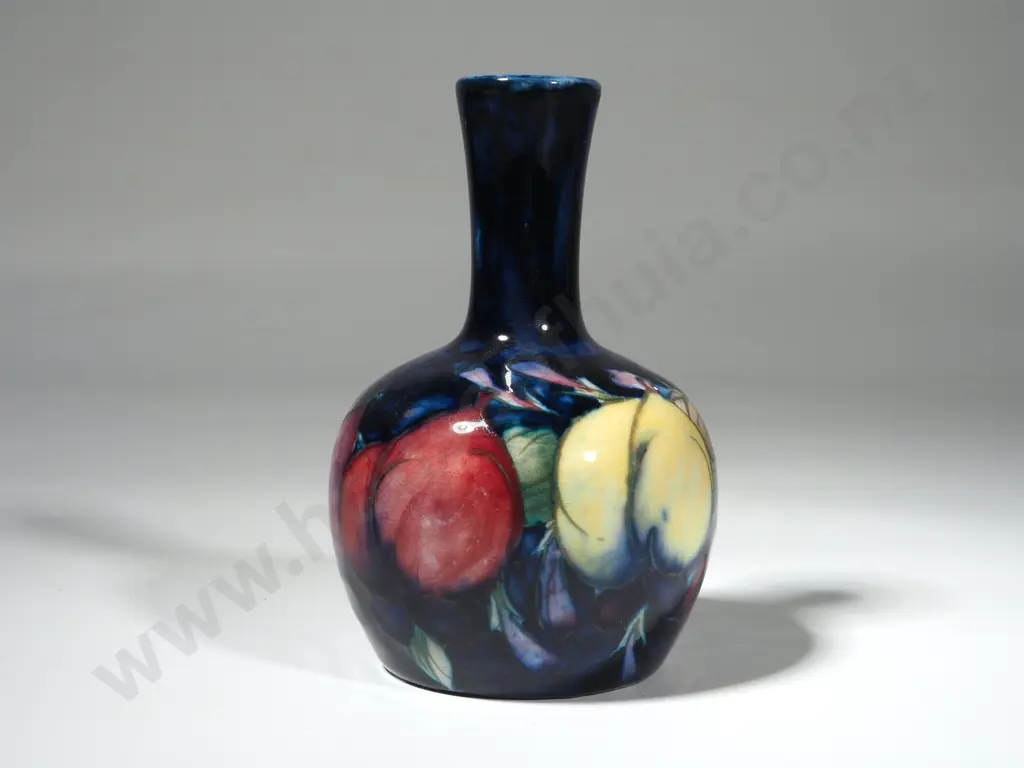 Miniature Blue Moorcroft Vase Decorated with Plums, Hgt 100mm Image 1++