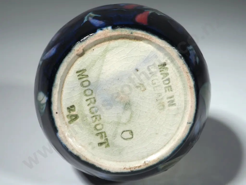 Miniature Blue Moorcroft Vase Decorated with Plums, Hgt 100mm Image 1++