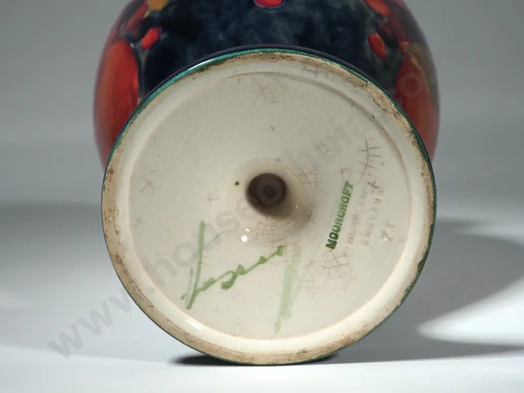 Large Pomegranate Baluster Shaped Vase. Hgt 230mm. Green Signature to Base Image 1++