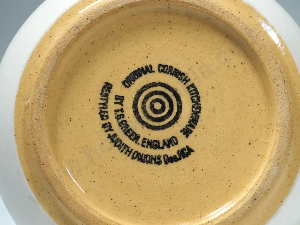 Four Yellow Restyled Cornishware. Two Mugs 80mm (One Chipped ; Two Mugs 70mm. Image 1++