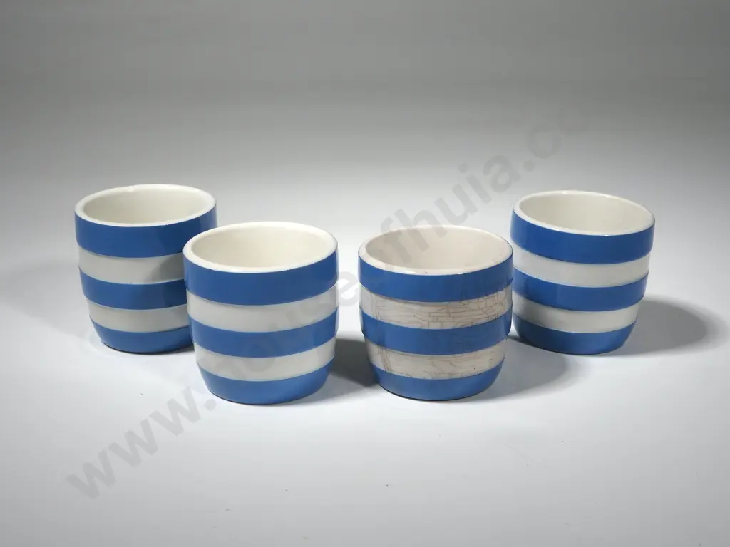 Blue Cornishware: Four Eggcups Image 1++