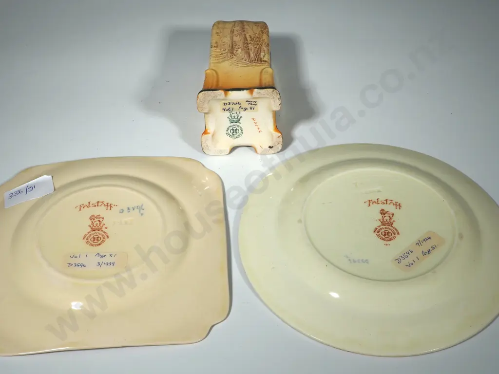 Royal Doulton  3"Falstaff" Items, Two Sandwich Plates and a Vase Image 1++
