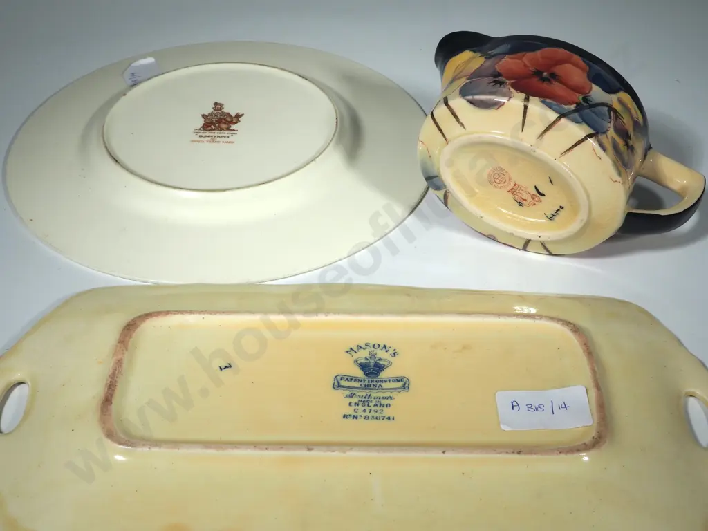 Masons 'Strathmore" Sandwich Plate, Royal Doulton Pansy Pattern Jug and a Royal Doulton 'Bunnykins' Plate Image 1++