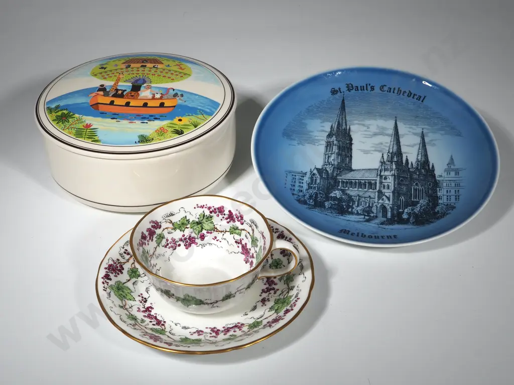 Villeroy and Boch Covered Bowl, B & G Plate "St Paul's Cathedral" and a Royal Crown Derby Cup and Saucer Image 1++