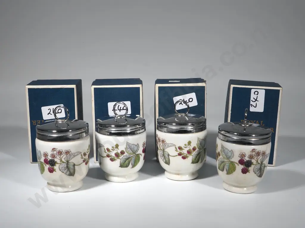 Four Royal Worcester Egg Coddlers in Original Boxes Image 1++