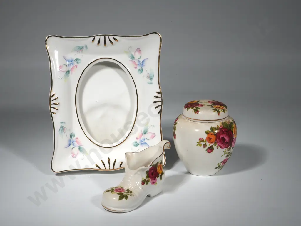 Aynsley Picture Frame & Two Floral China Pieces  Image 1++