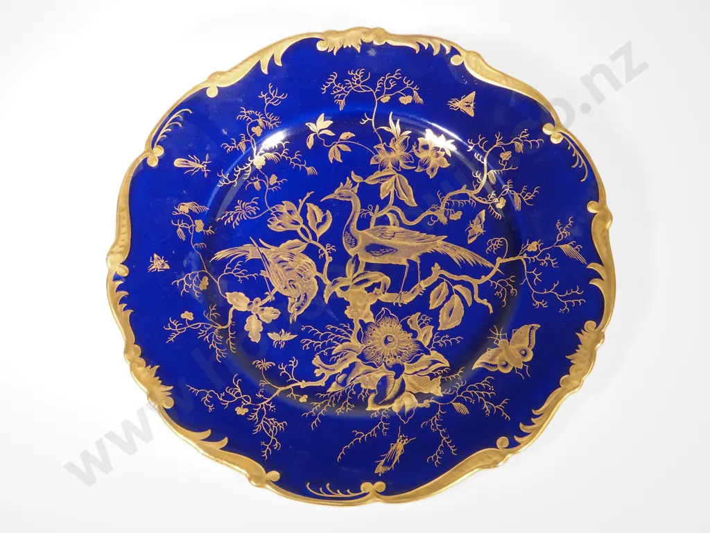 Vintage Coalport Blue/Gold Peacock Display Plate Image 1++