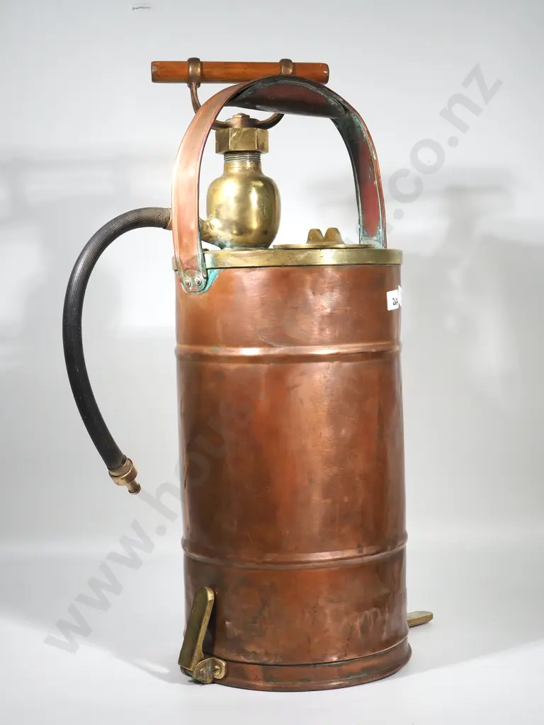Large Antique Brass & Copper Fire Extinguisher Image 1++
