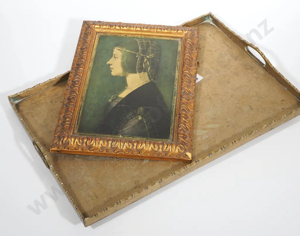 Brass Wall Tray & Gold Frame Portrait Print Image 1++