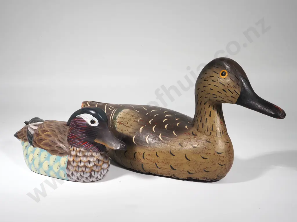 Two Decorative Wooden Ducks Image 1++