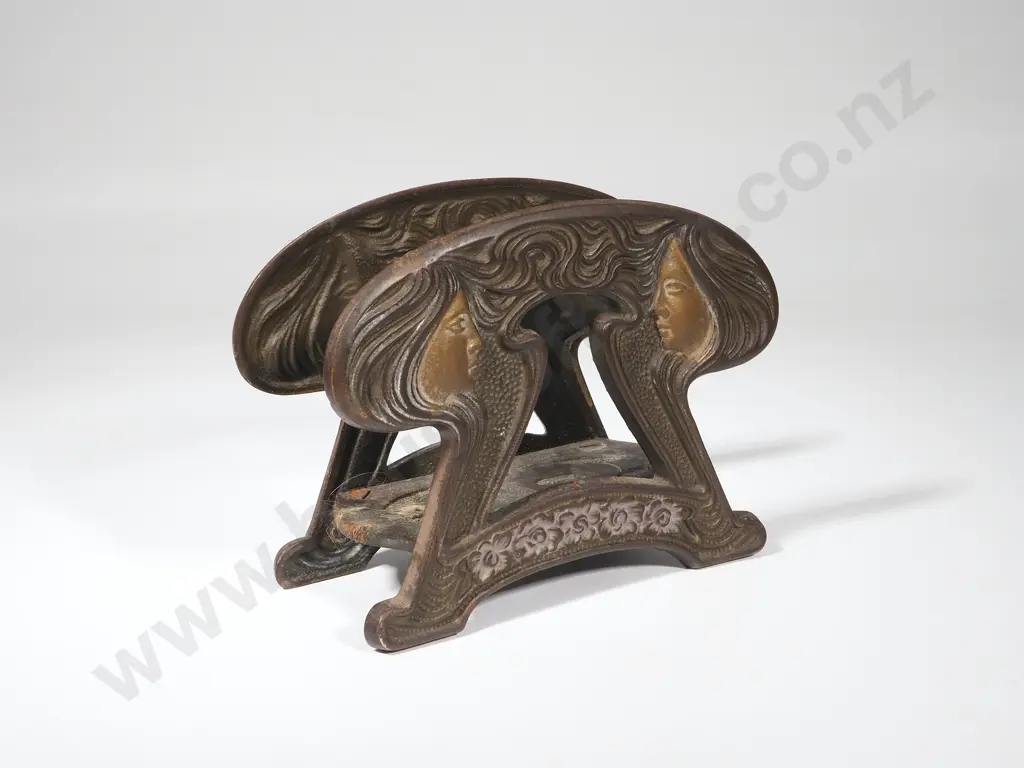Decorative Art Nouveau Letter Rack , the Supports Modelled as Reclining Females Image 1++