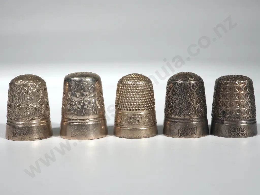 Assorted Lot of Five Dorcas Thimbles Marked CH Image 1++