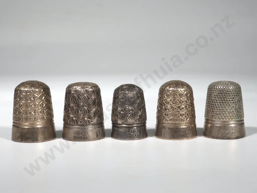 Assorted Lot of Five Dorcas Thimbles Marked CH Image 1++