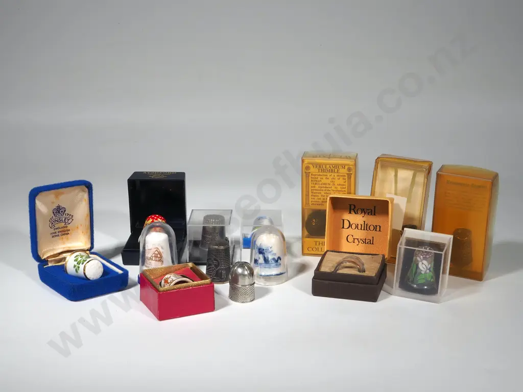Collection of Thirteen Thimbles Including Examples of Thimbles from the Past Image 1++