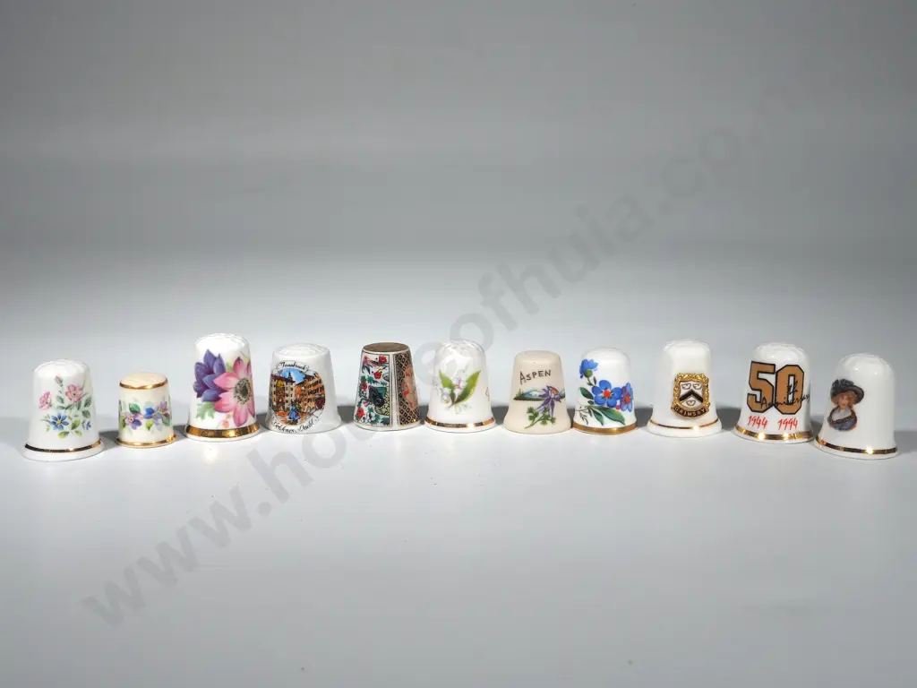 Collection of Ten China Thimbles Image 1++