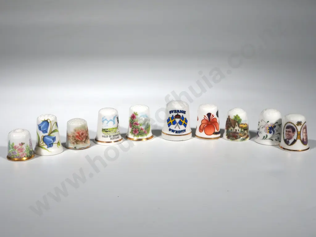 Collection of Ten China Thimbles Image 1++