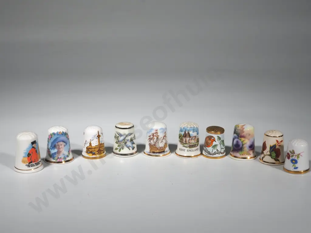 Collection of Ten China Thimbles Image 1++