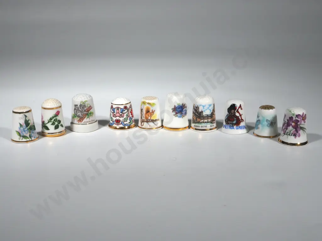 Collection of Ten China Thimbles Image 1++