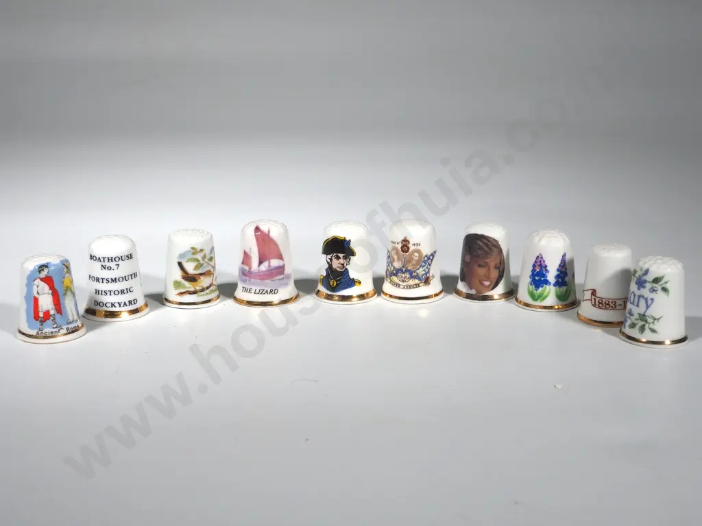 Collection of Ten China Thimbles Image 1++