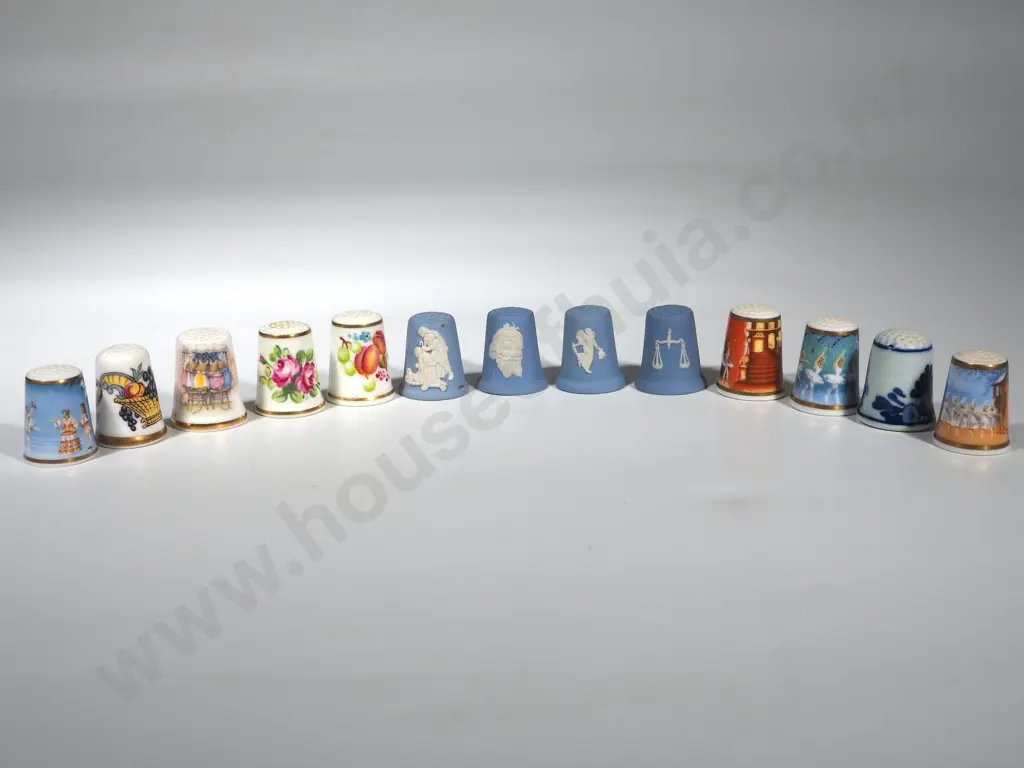 Collection of Thirteen China Thimbles  Image 1++