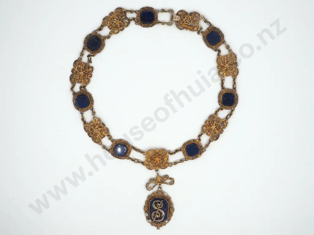 Gilt Filigree & Lapis Necklace A/F Image 1++
