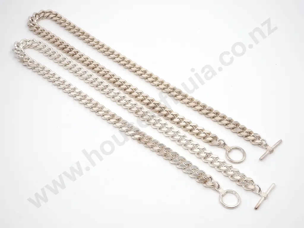 Two Sterling Silver Curb Link Chains Image 1++