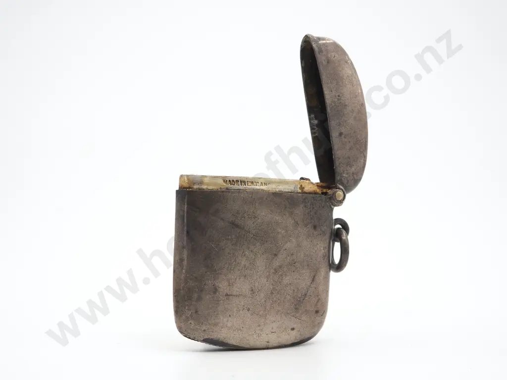 Sterling Silver Vesta Box w Plain Body. Initialled EDO Image 1++