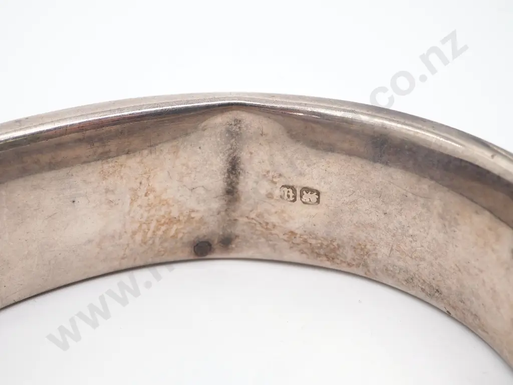 Sterling Silver Engraved Hinged Bracelet - English Hallmarks Image 1++