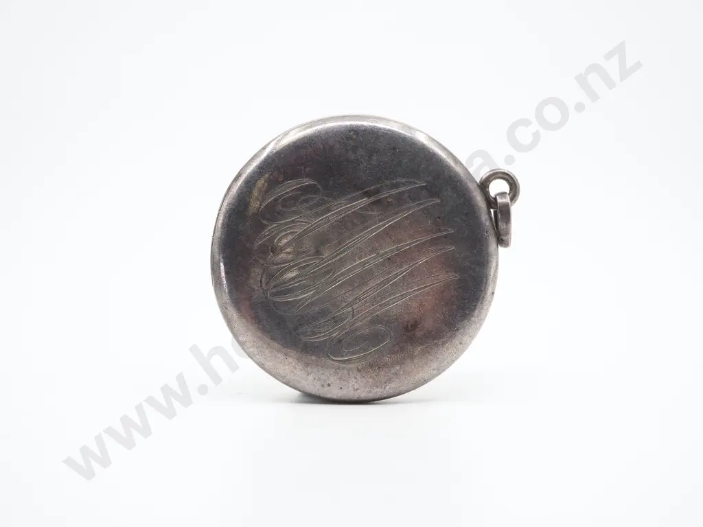 Circular Sterling Silver Locket with Plain Body. Initialled Image 1++