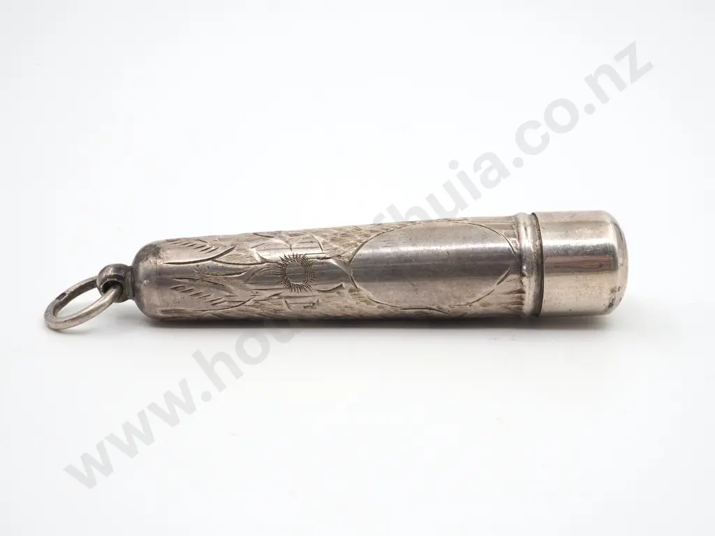 Engraved Sterling Silver  Case For a Cheroot or Cigarette Holder Image 1++